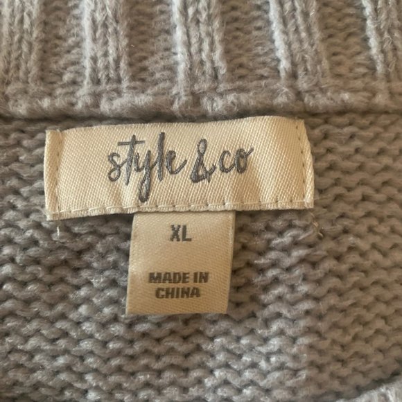 NWT STYLE & CO LIGHT GRAY HEATHER PUFFY SLEEVE SWEATER XL - Picture 5 of 8